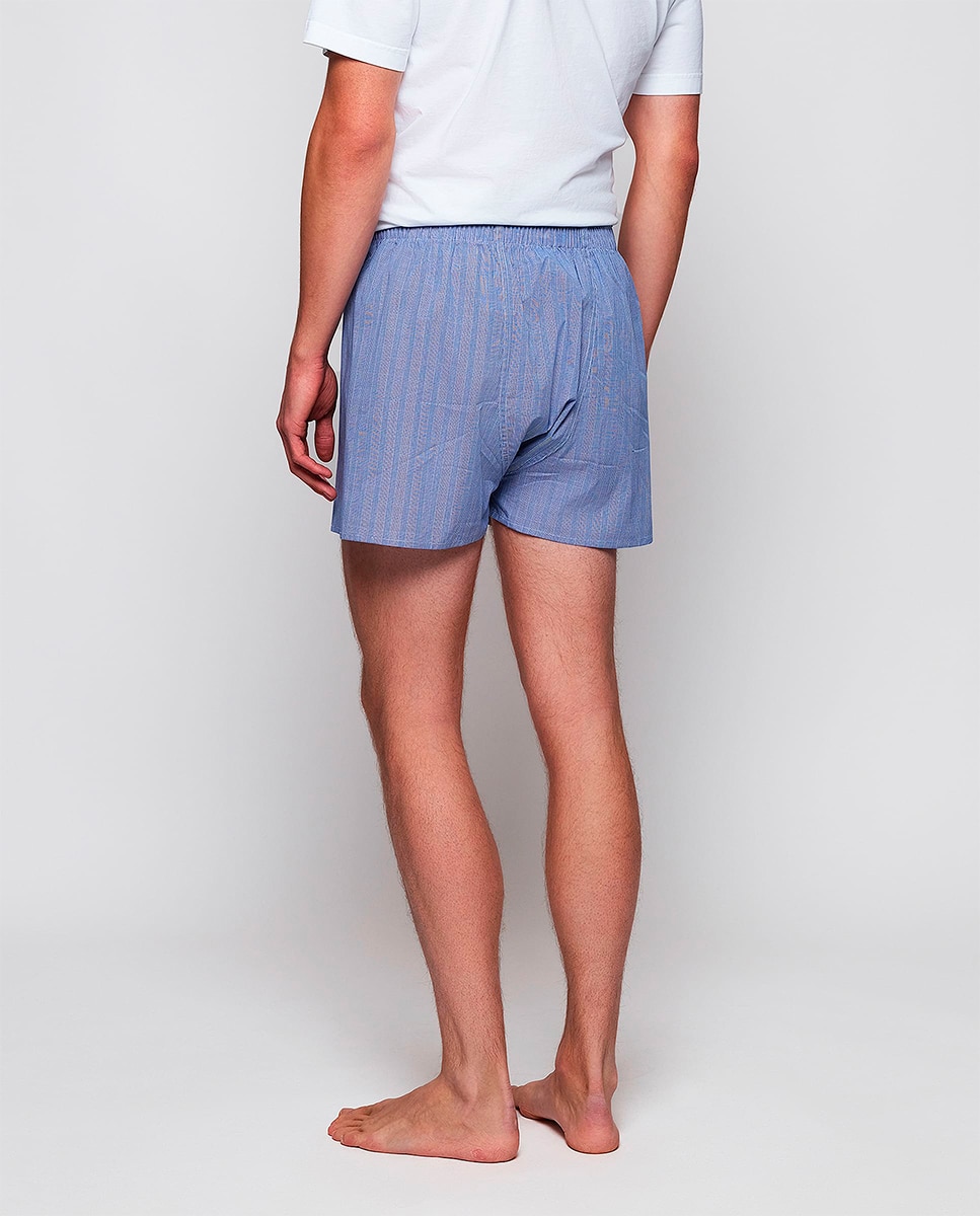 Boxers de Algodão aos Quadrados Príncipe de Gales Azul-3