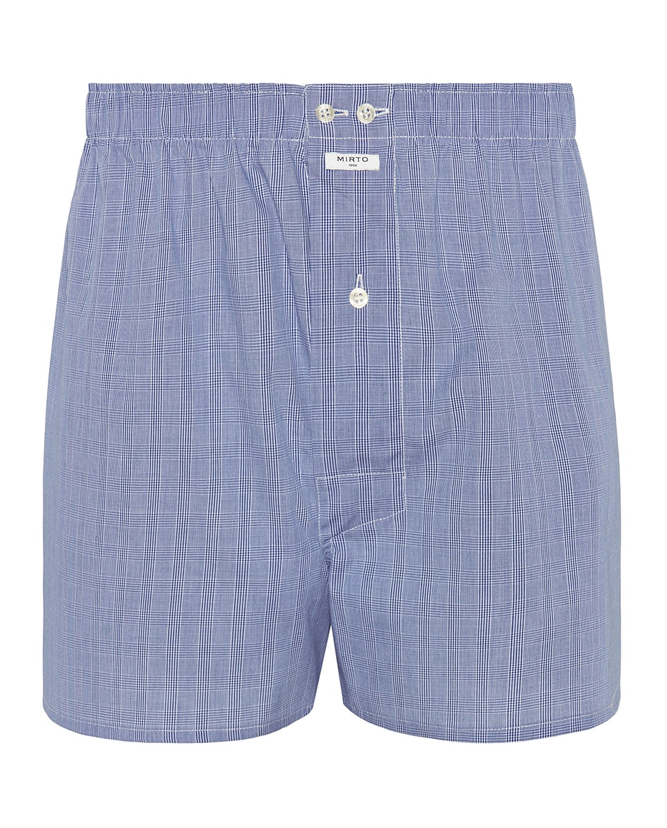 Boxers de Algodão aos Quadrados Príncipe de Gales Azul-4