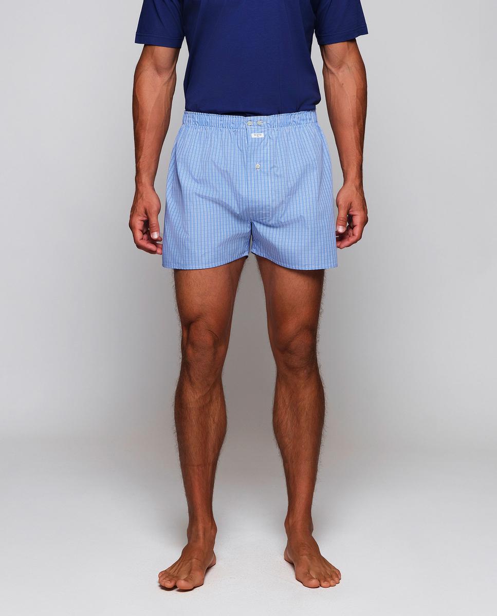 Imagen 0 de Bóxer de hombre de cuadros de algodón Azul