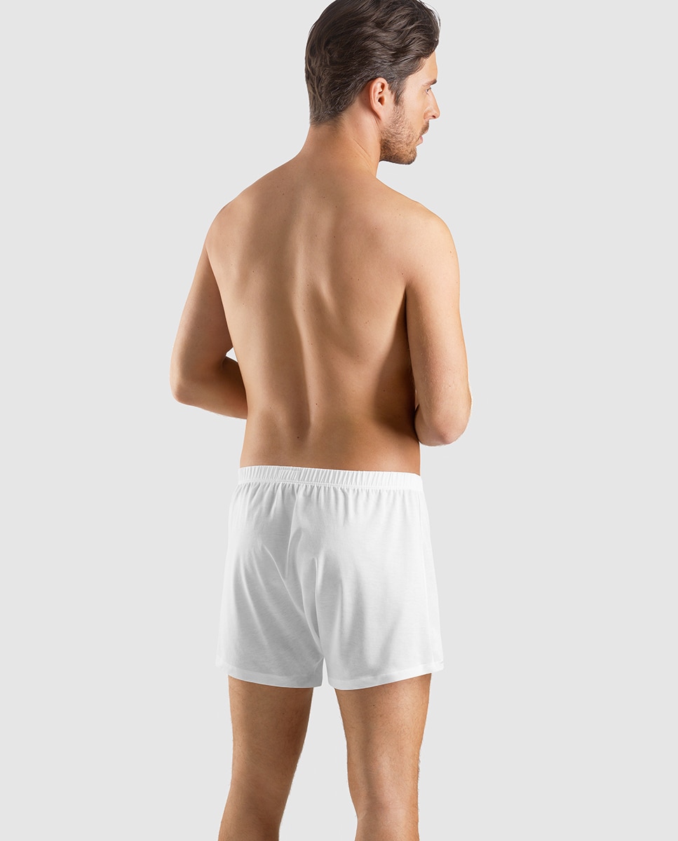 Boxers de malha de Fio da Escócia de homem Hanro brancos Branco-2