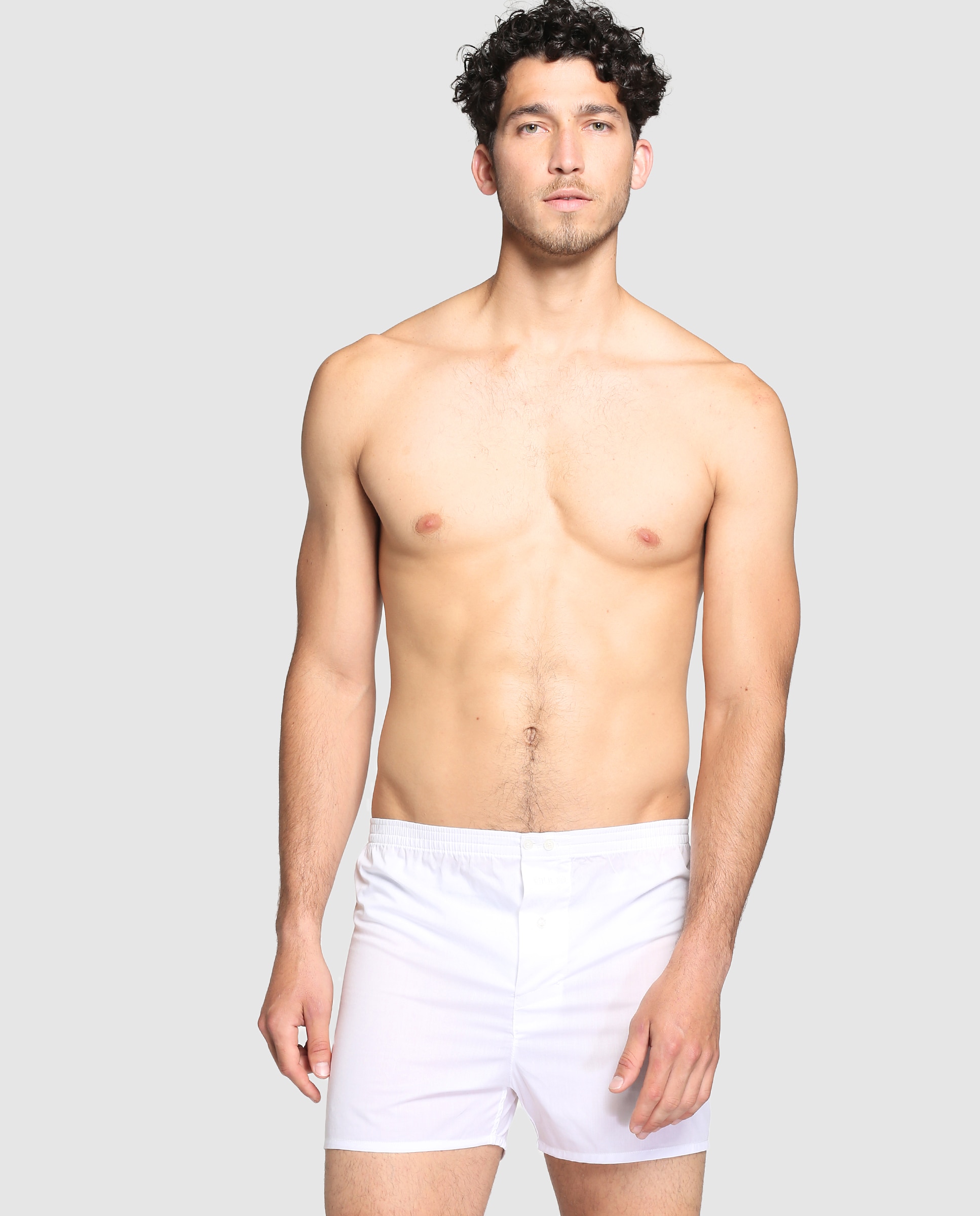 Boxers de tecido de homem Giulio brancos Branco-1
