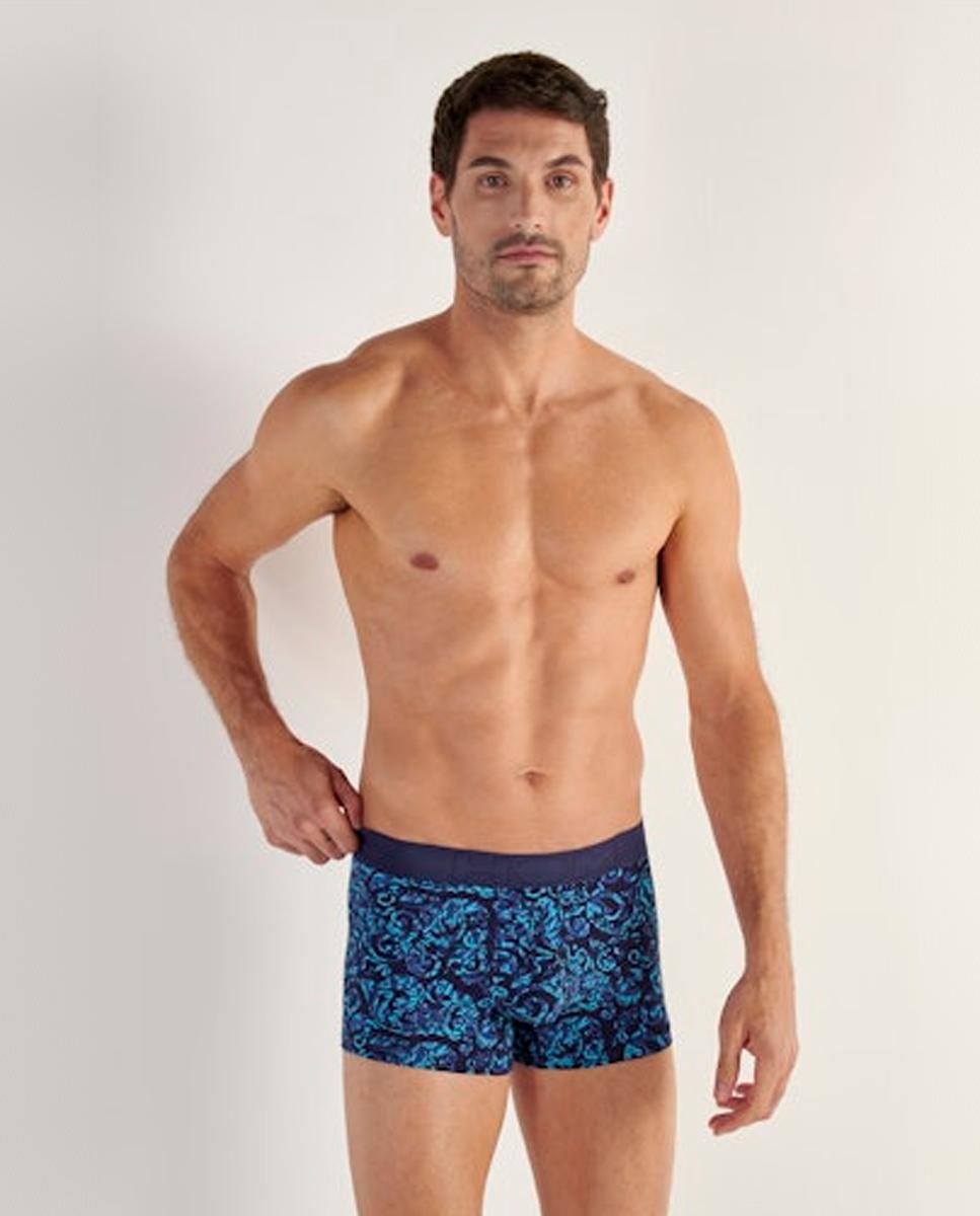 Boxers de Malha Fechada em Poliamida com Estampado Azul-marinho-2