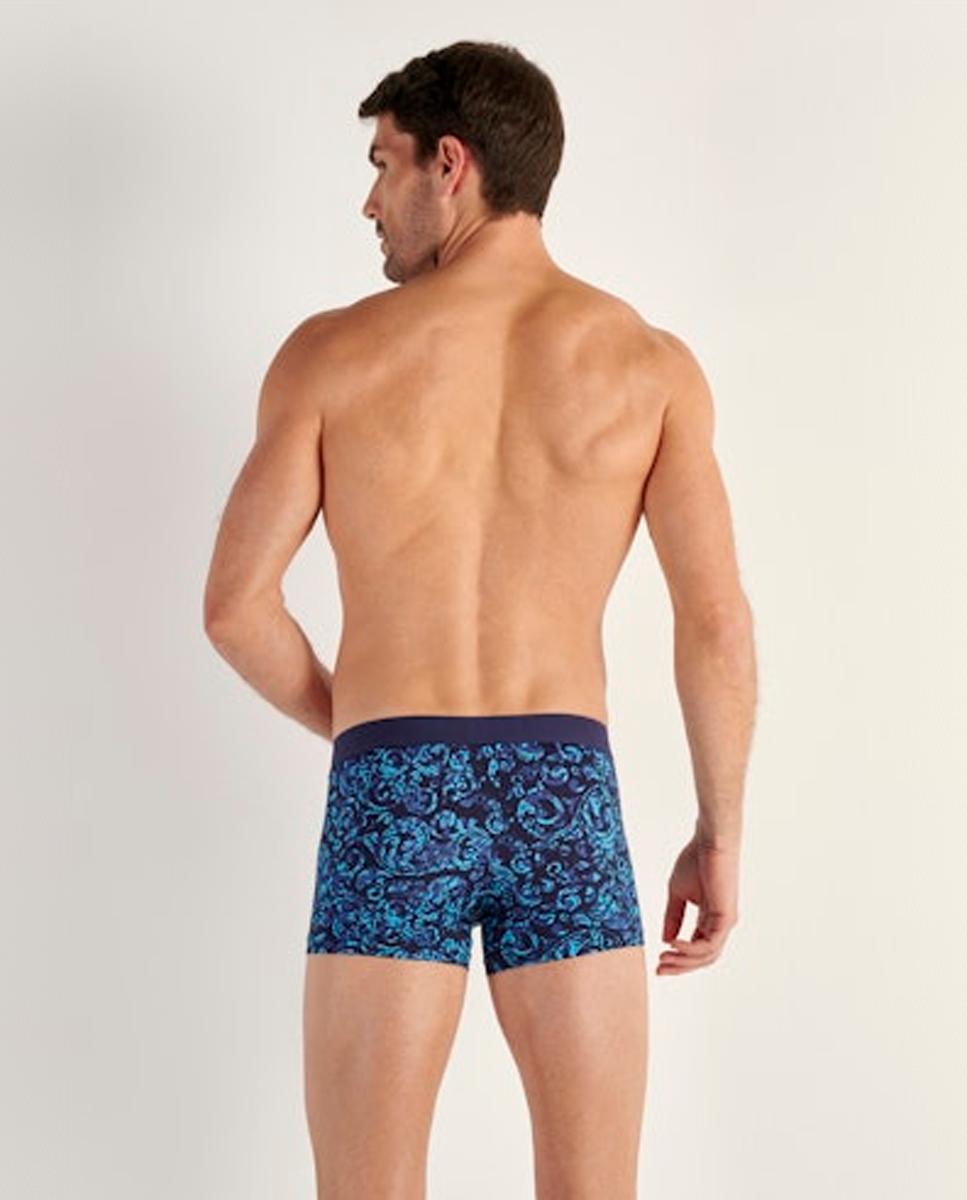 Boxers de Malha Fechada em Poliamida com Estampado Azul-marinho-3