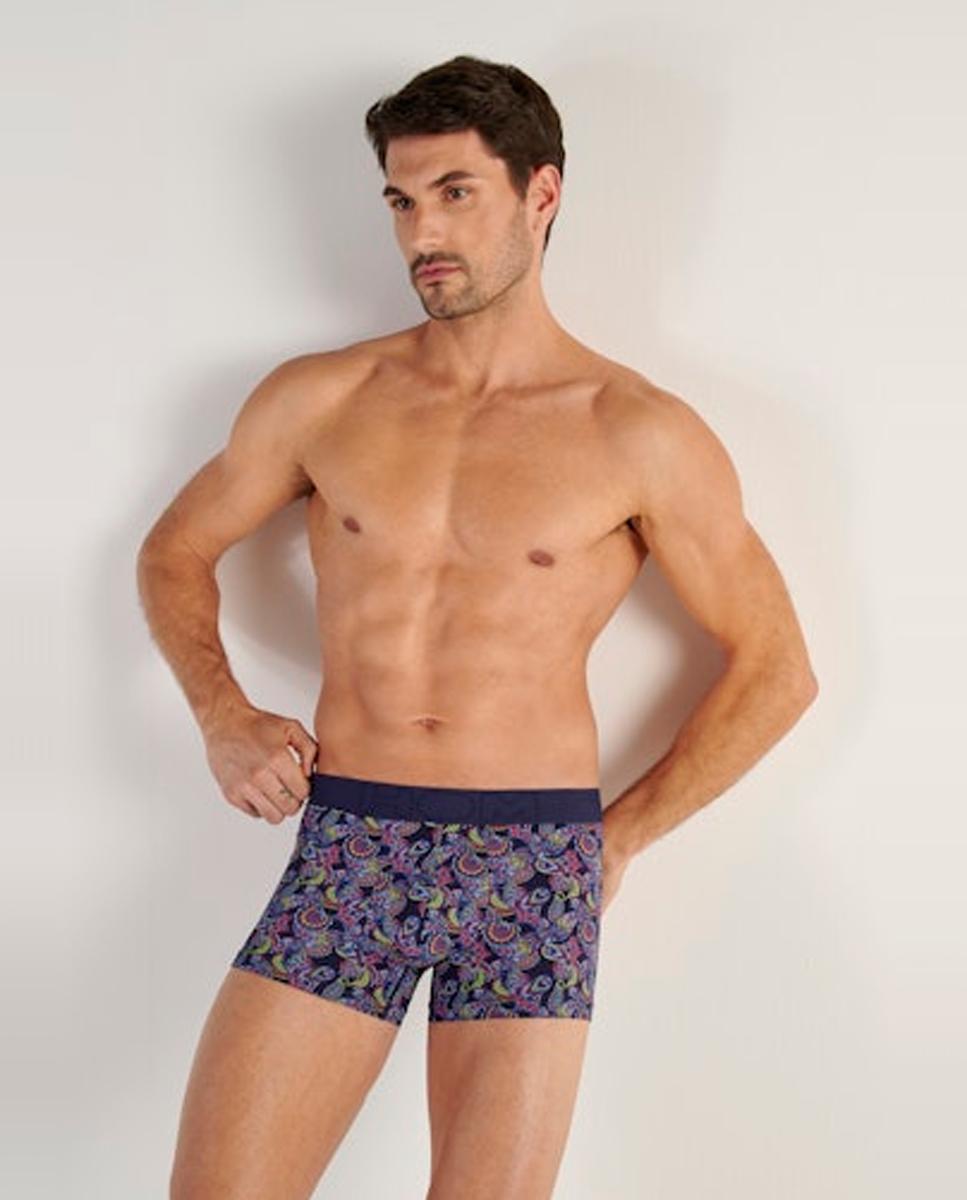 Boxers de Malha Fechada em Poliamida com Estampado Azul-marinho-2