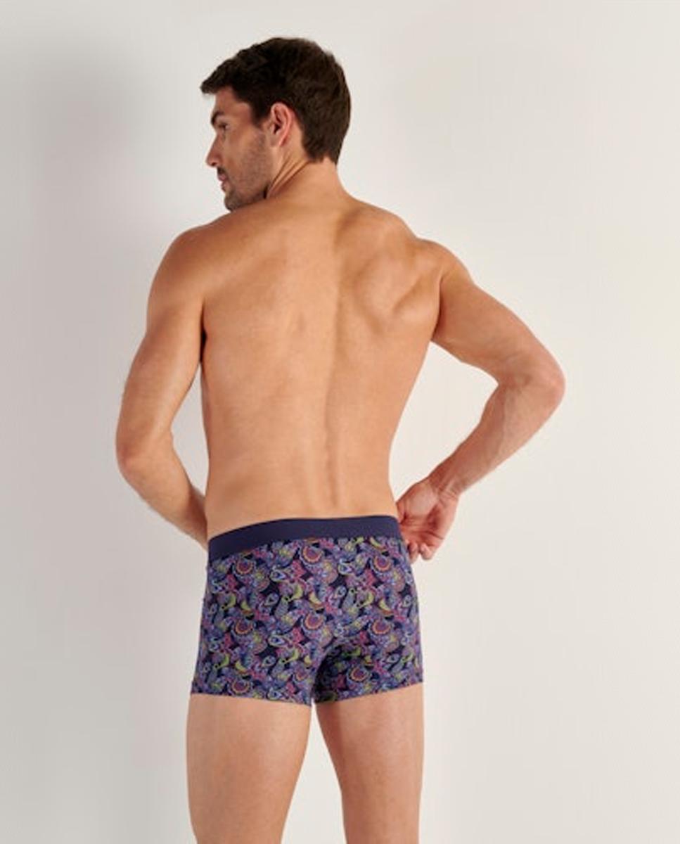 Boxers de Malha Fechada em Poliamida com Estampado Azul-marinho-3