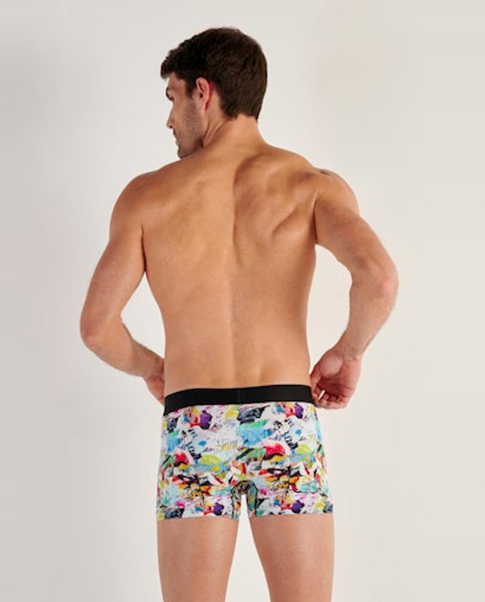 Bóxer de punto cerrado en poliamida estampado de hombre - Blanco Blanco-2