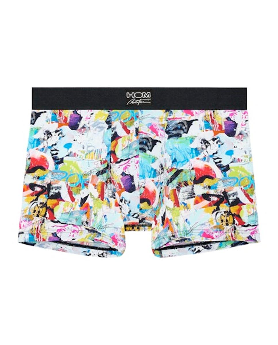 Bóxer de punto cerrado en poliamida estampado de hombre - Blanco Blanco-5