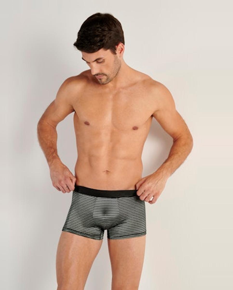 Boxers de Malha Fechada em Micromodal às Riscas Preto-2