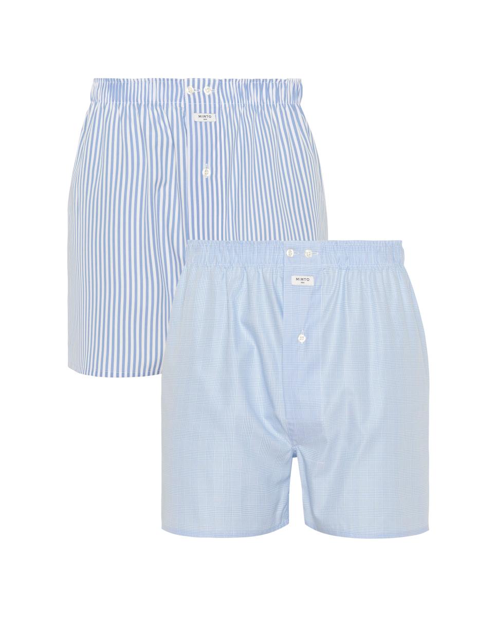 Pack 2 bóxer de hombre de tela en 100% algodón - Mirto - Azul claro Azul claro-1