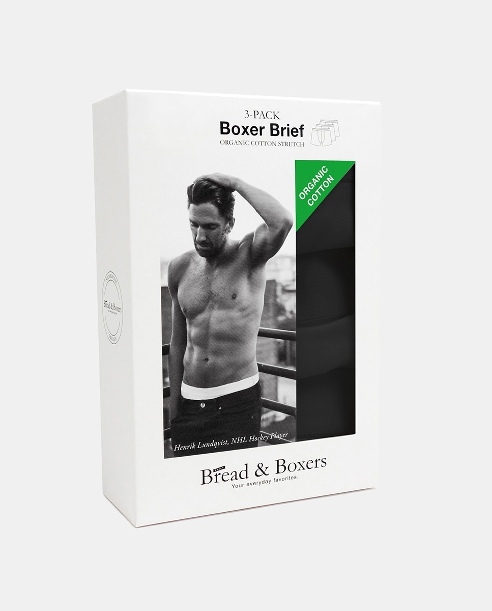 Pack de três boxers de malha de homem Bread & Boxers pretos Preto-4