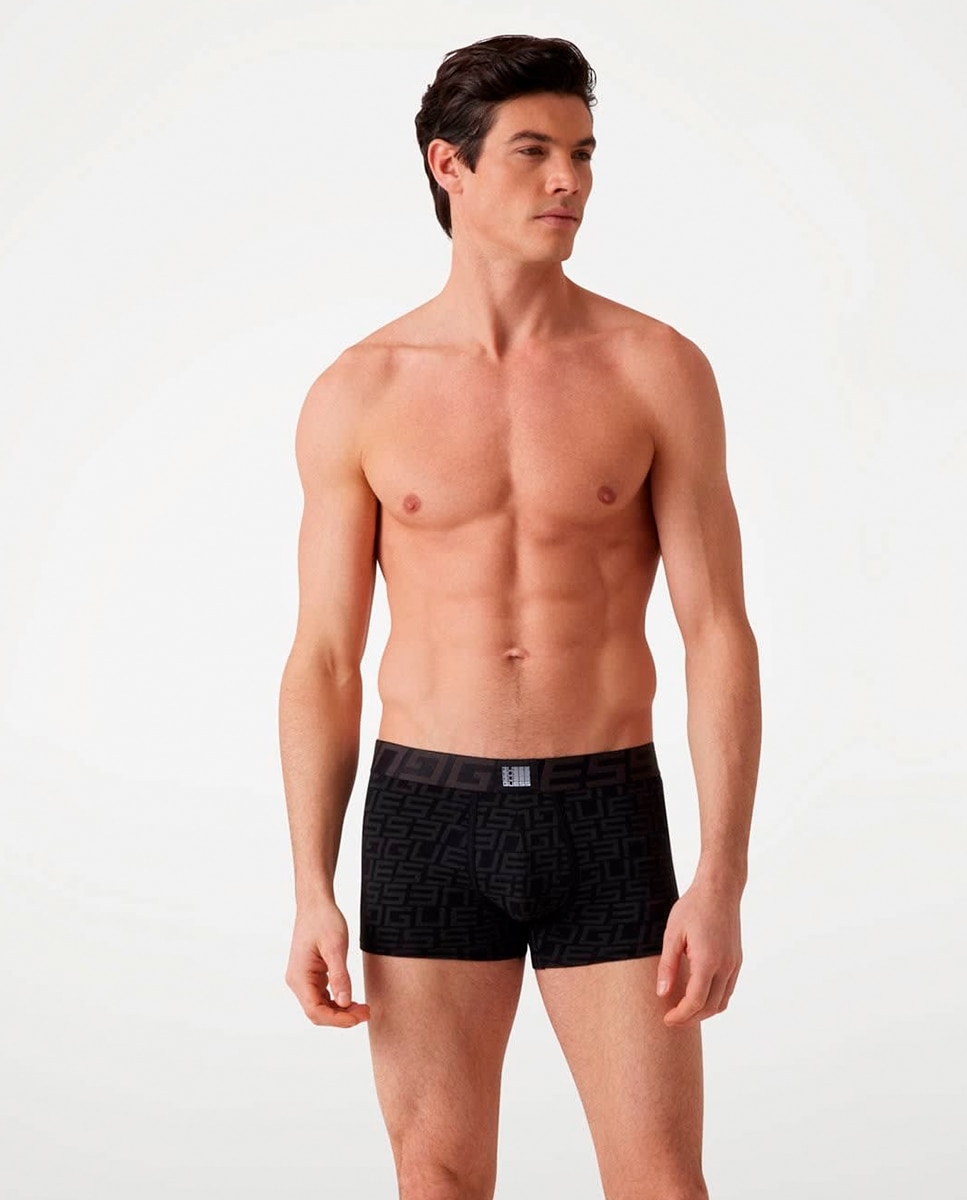 Pack de Três Boxers de Malha Lisa e Estampados Preto-3