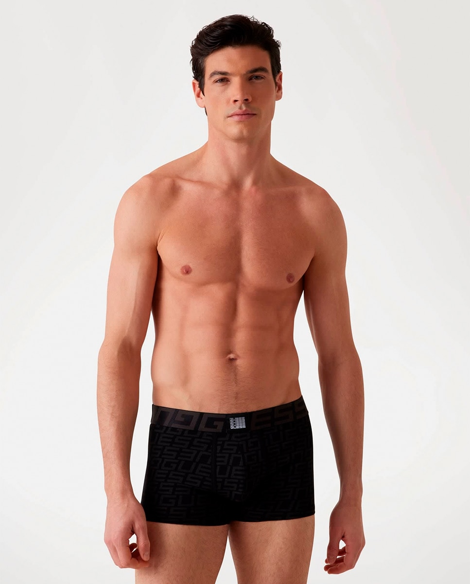 Pack de Três Boxers de Malha Lisa e Estampados Preto-4