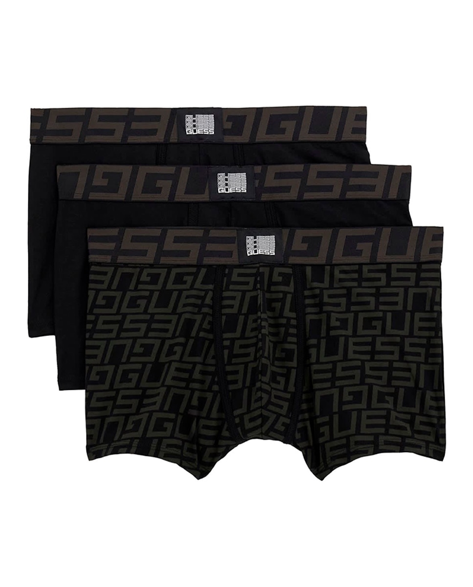 Pack de Três Boxers de Malha Lisa e Estampados Preto-8