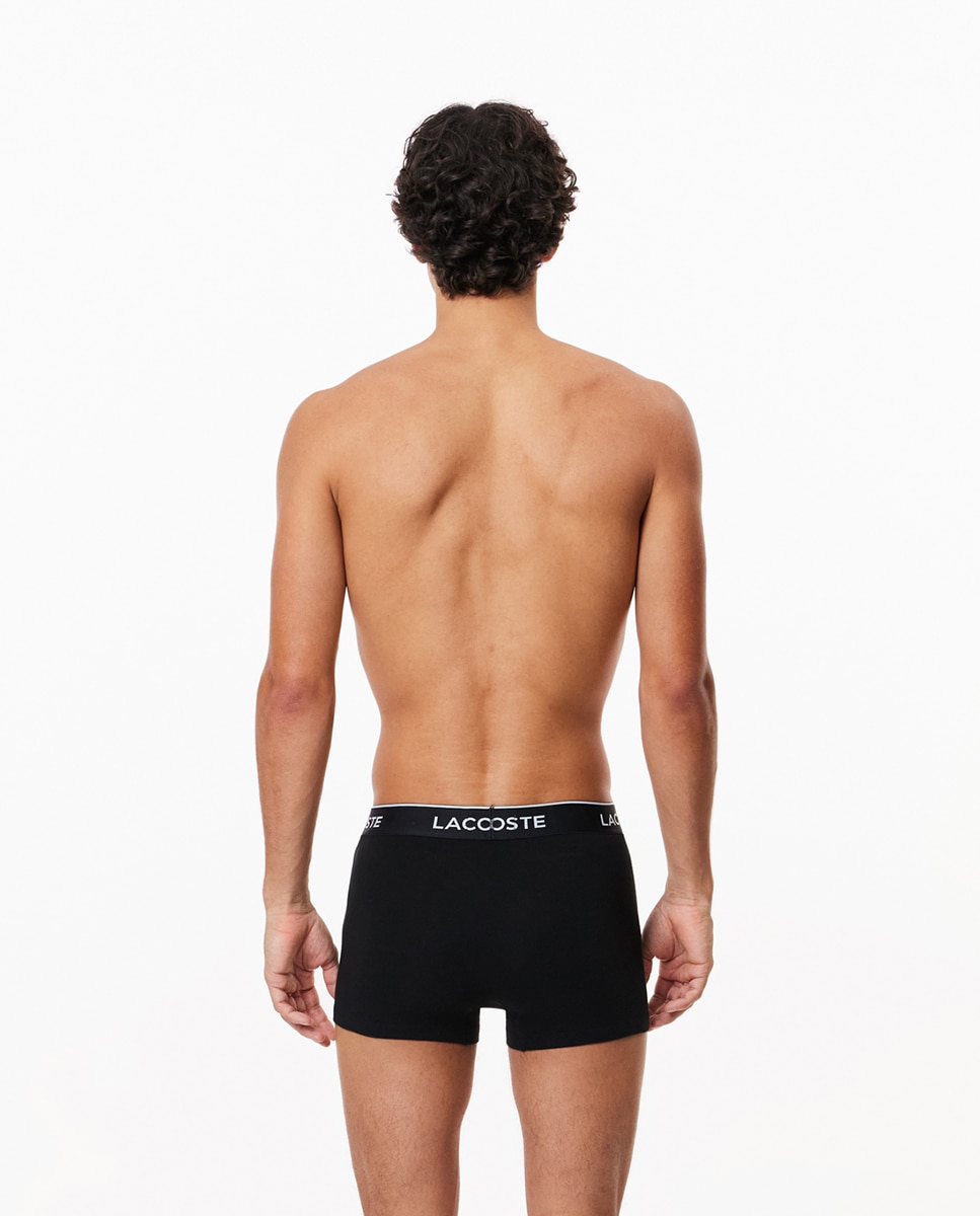 Pack de 3 calzoncillos de algodón elástico con logo en la cintura - Lacoste - Negro Negro-4