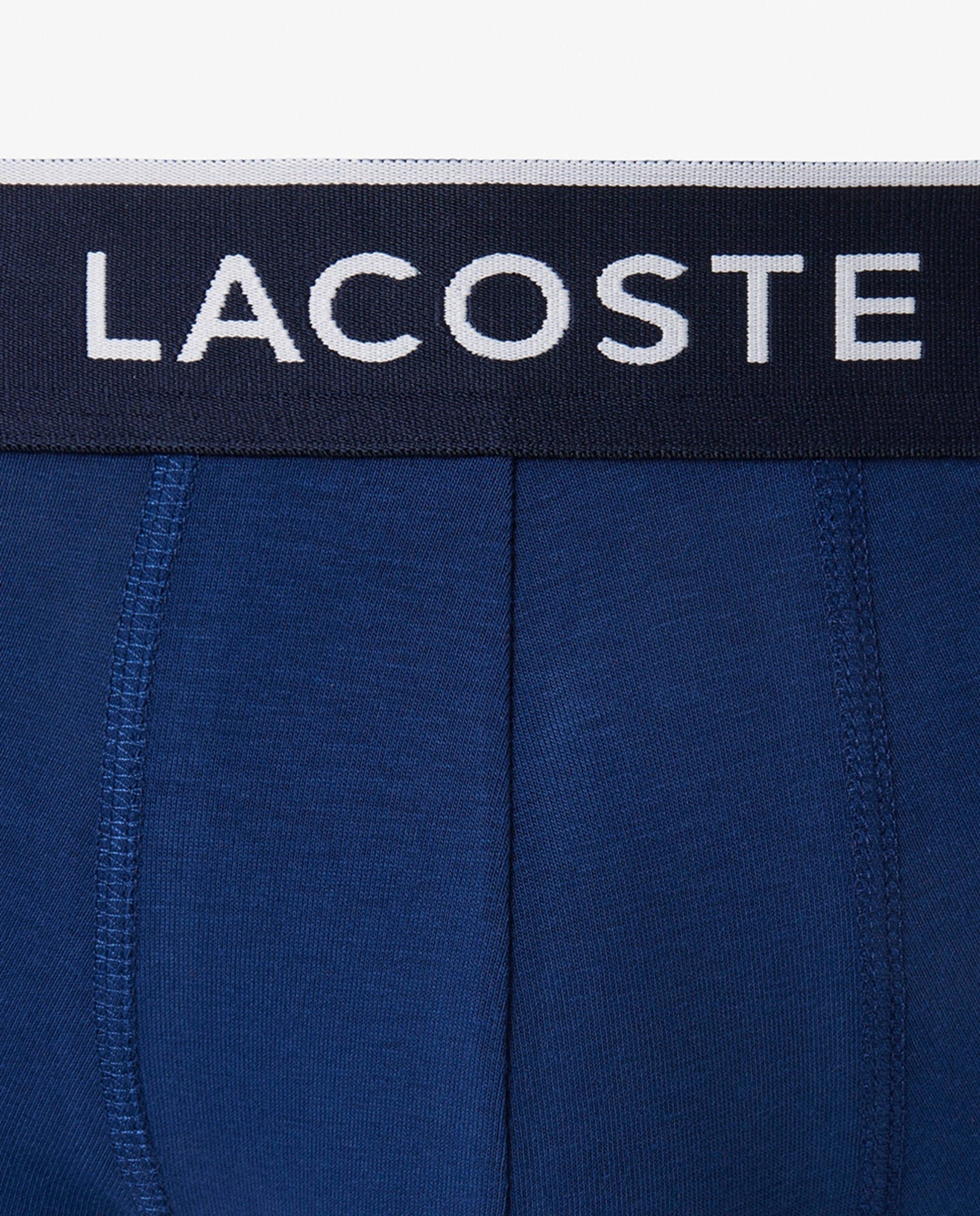 Pack de 3 calzoncillos de algodón elástico con logo en la cintura - Lacoste - Azul claro Azul claro-7