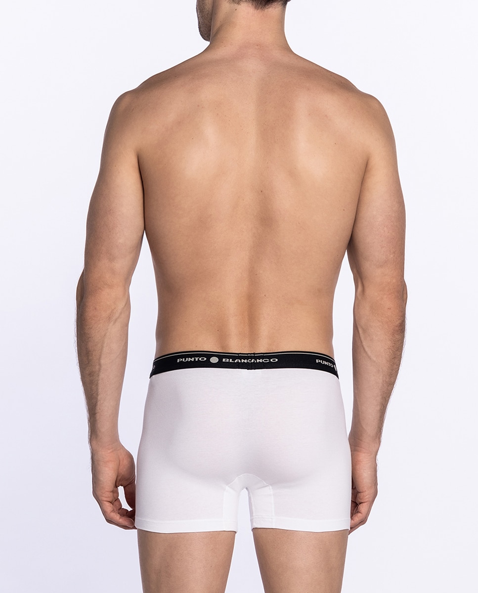 Roupa Interior Pack de 3 Boxers de Algodão Penteado: 93% e Elastano: 7%. Costuras Interiores Planas Branco-2
