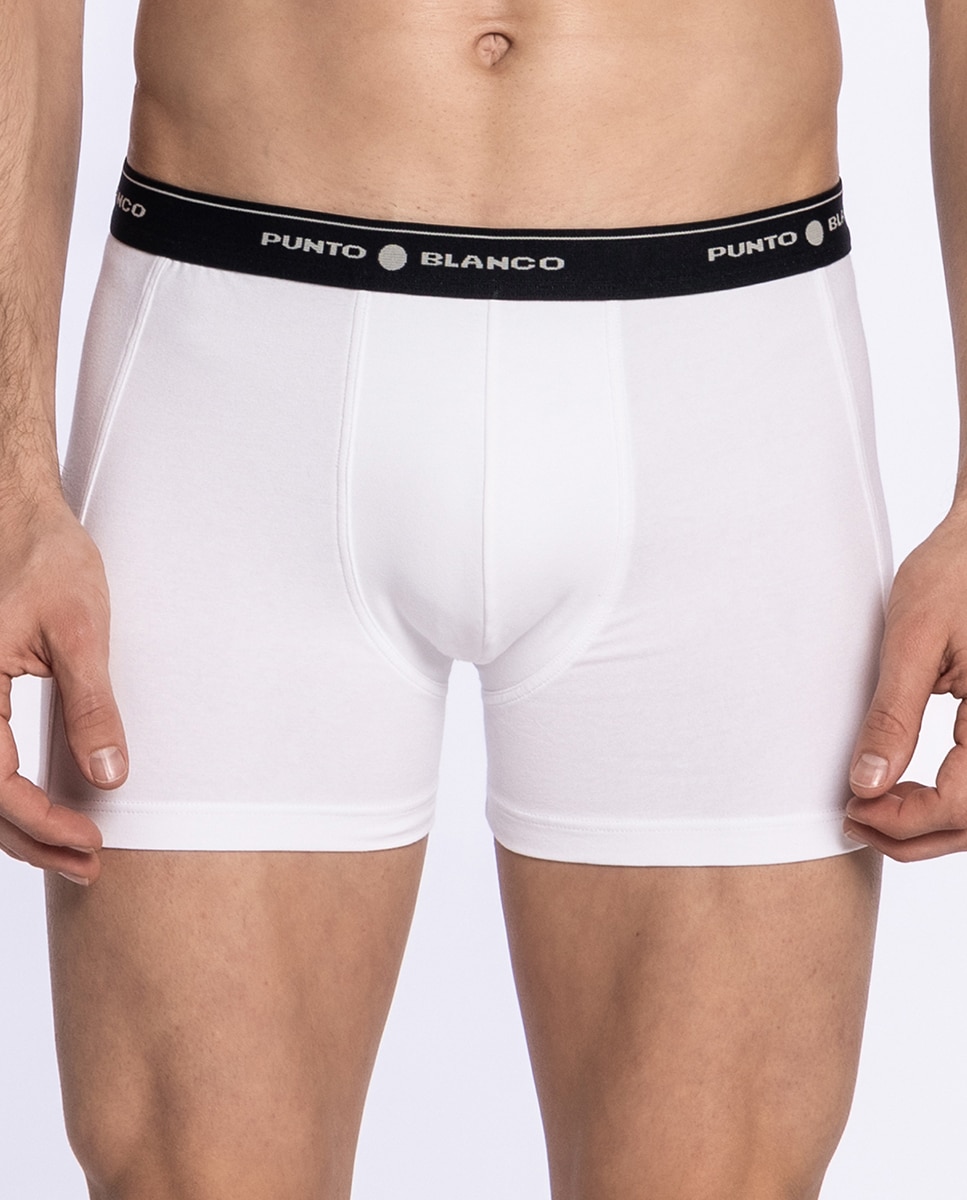 Roupa Interior Pack de 3 Boxers de Algodão Penteado: 93% e Elastano: 7%. Costuras Interiores Planas Branco-3