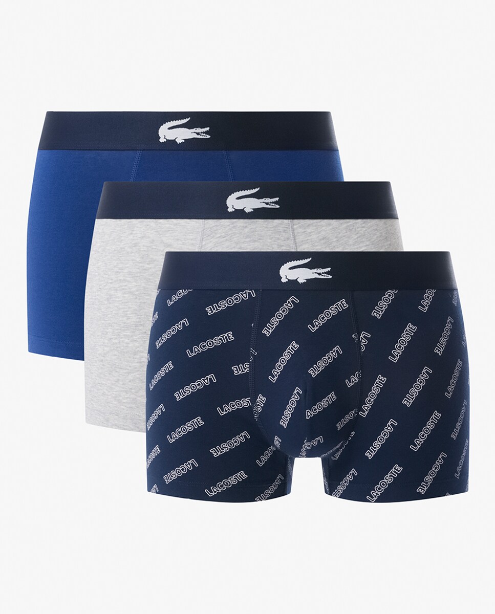 Pack de 3 Boxers de Algodão Elástico com Logótipo na Cintura Multicolor-6