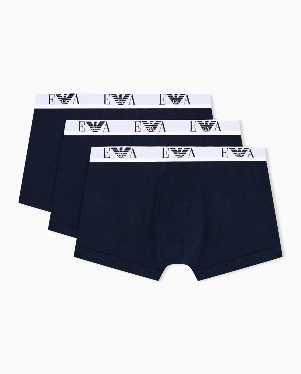 Pack de tres bóxer de hombre de algodón - Armani - Azul marino Azul marino-4