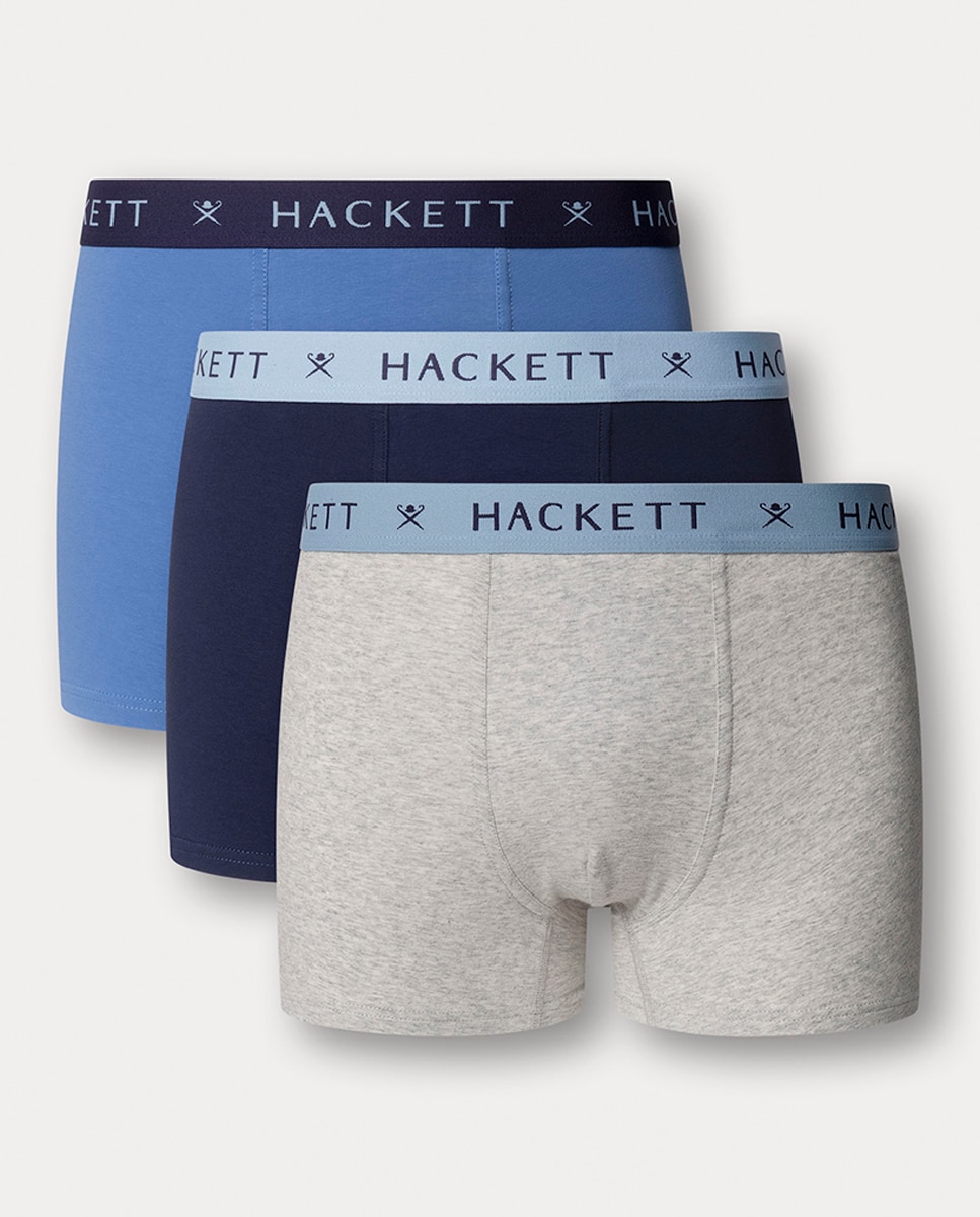 Pack de Três Boxers de Malha Combinados Azul-1