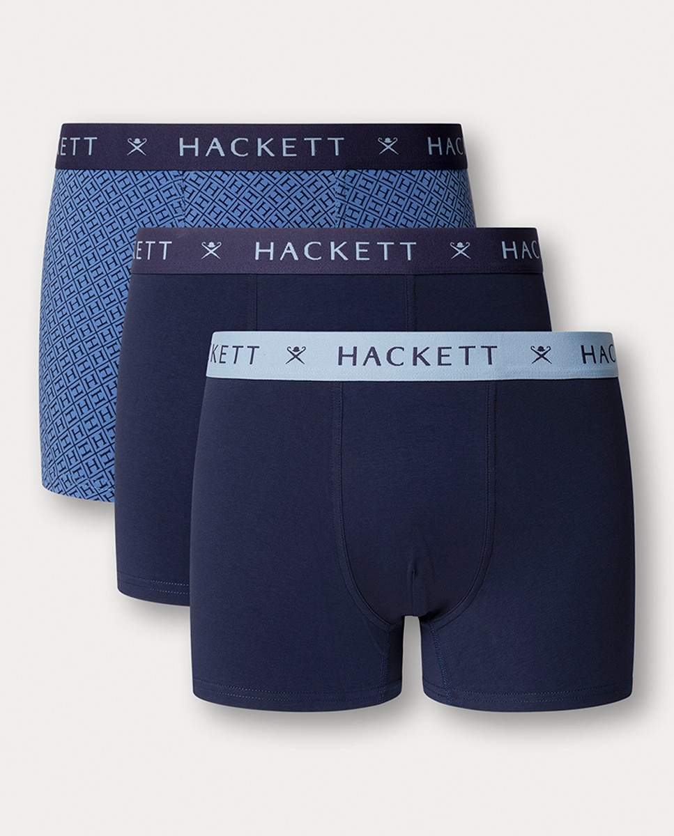 Pack de Três Boxers de Malha Combinados Azul-1