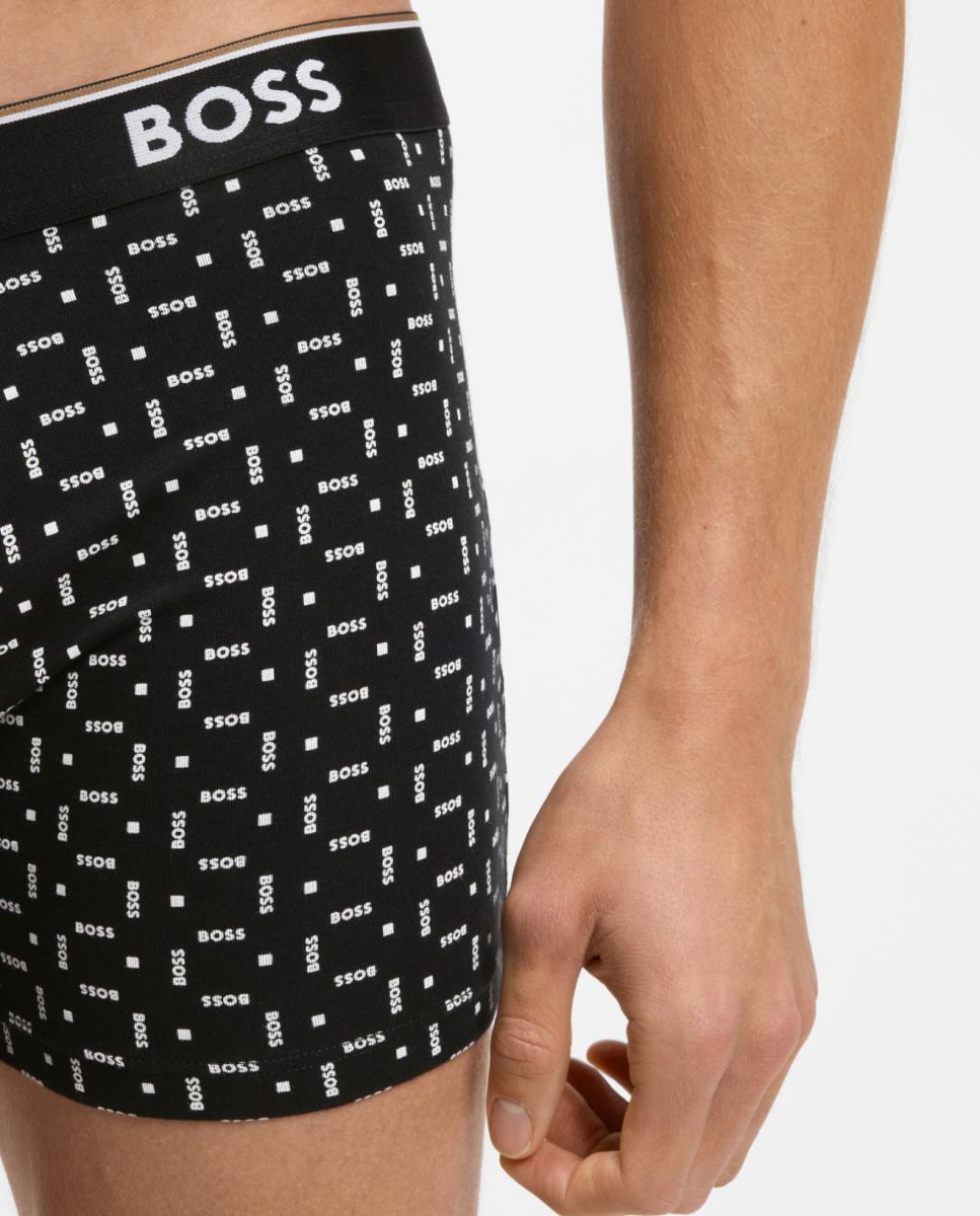 Pack de Três Boxers Compridos de Algodão Preto-4