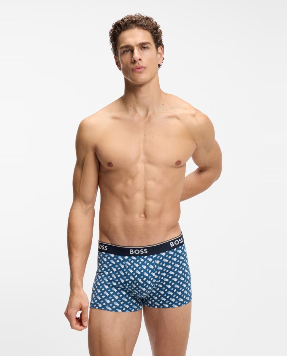 Pack de Três Boxers Curtos de Algodão Azul-2