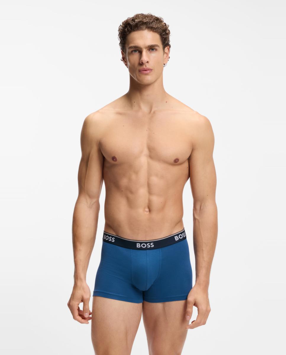 Pack de Três Boxers Curtos de Algodão Azul-3