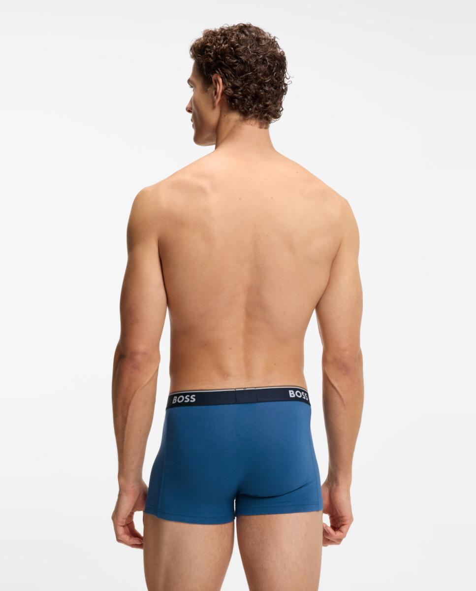 Pack de Três Boxers Curtos de Algodão Azul-4