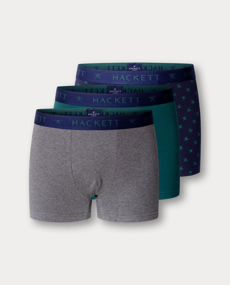 Pack de 3 boxer de hombre de punto combinados Icon - Hackett - Verde oscuro Verde oscuro-1