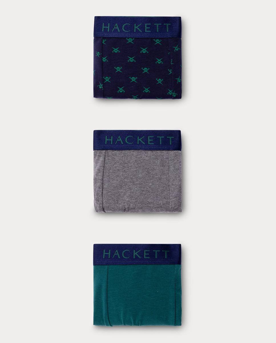 Pack de 3 boxer de hombre de punto combinados Icon - Hackett - Verde oscuro Verde oscuro-3