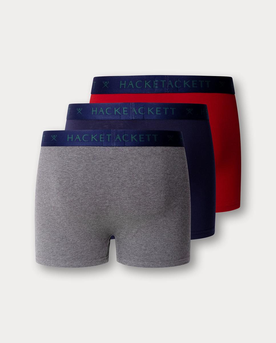 Pack de tres bóxer de hombre de punto combinados lisos - Hackett - Gris Gris-2