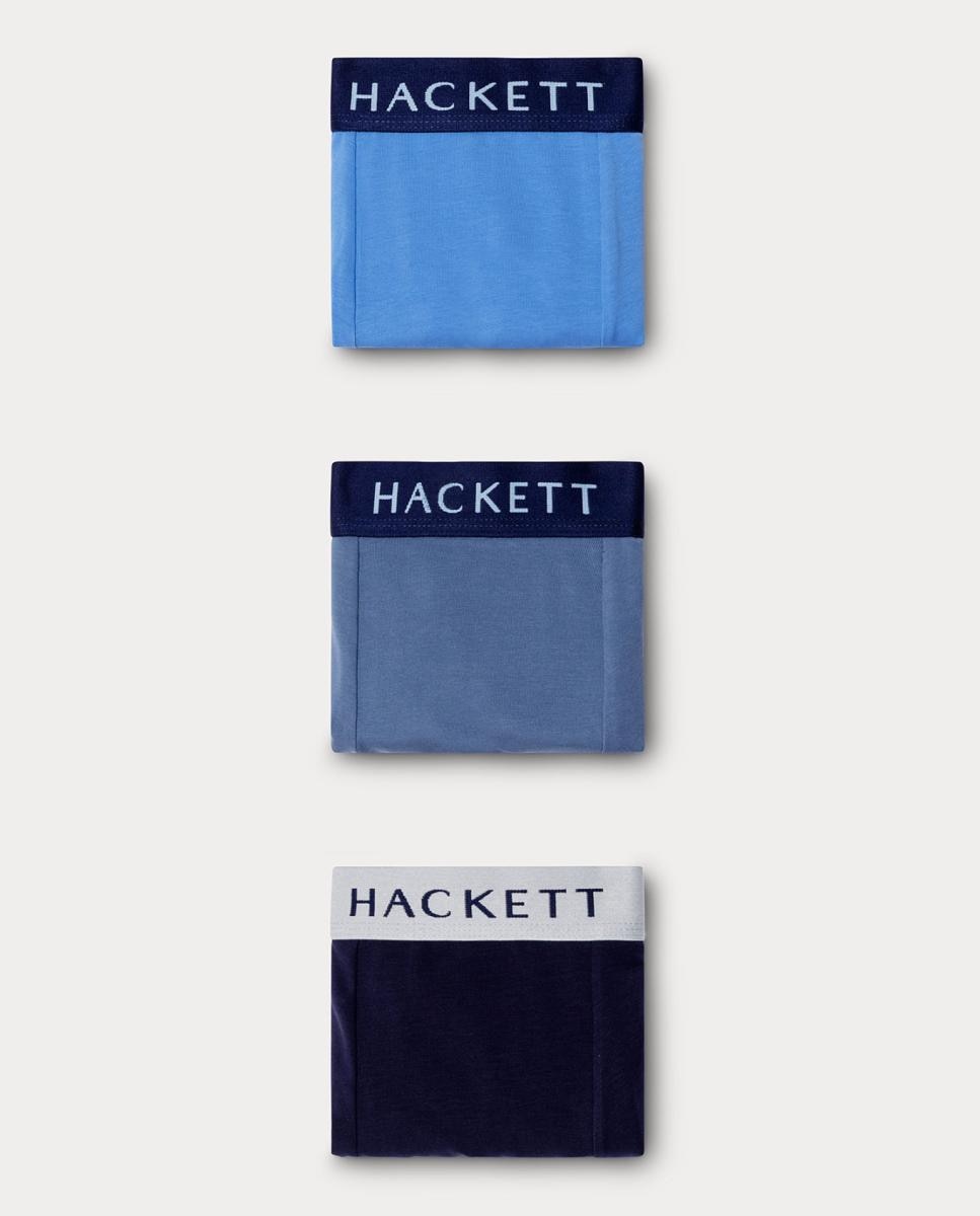 Pack de Três Boxers de Malha Combinados Lisos Azul-3