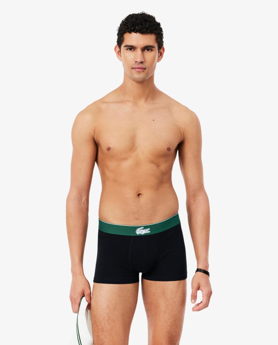 Pack de 3 calzoncillos Lacoste de algodón con logo en la cintura - Negro Negro-2