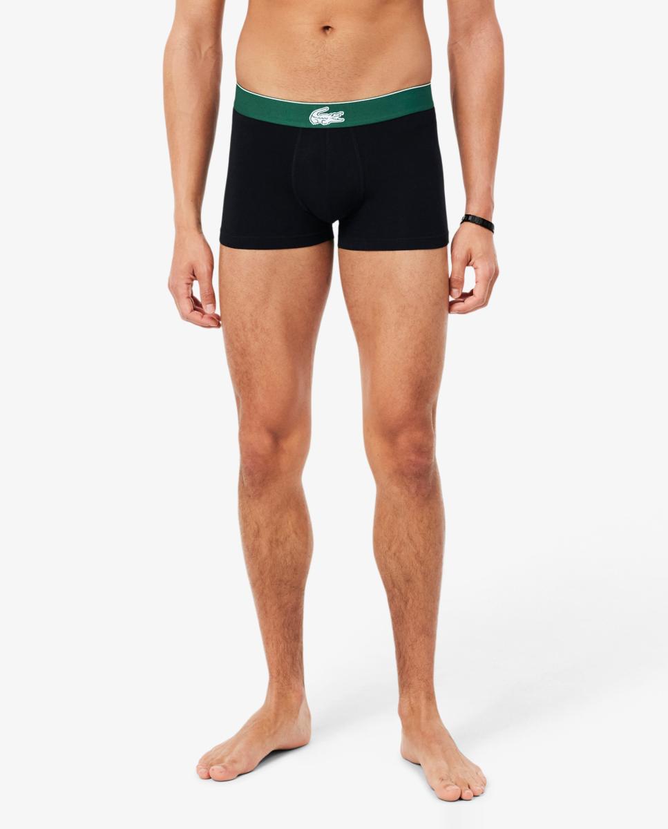 Pack de 3 calzoncillos Lacoste de algodón con logo en la cintura - Negro Negro-3