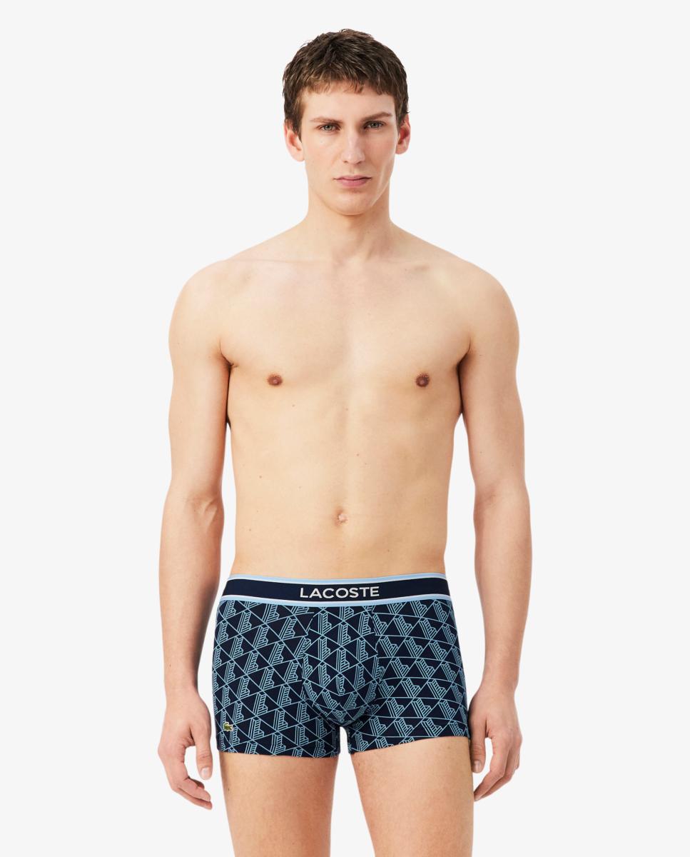 Pack de 3 calzoncillos Lacoste de algodón con logo en la cintura - Azul Azul-1