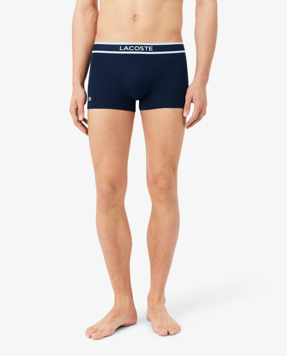 Pack de 3 calzoncillos Lacoste de algodón con logo en la cintura - Azul Azul-4