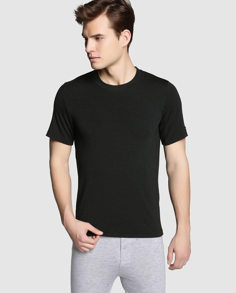 Camiseta interior de hombre Thermoimpetus negra de manga corta - Negro Negro-1