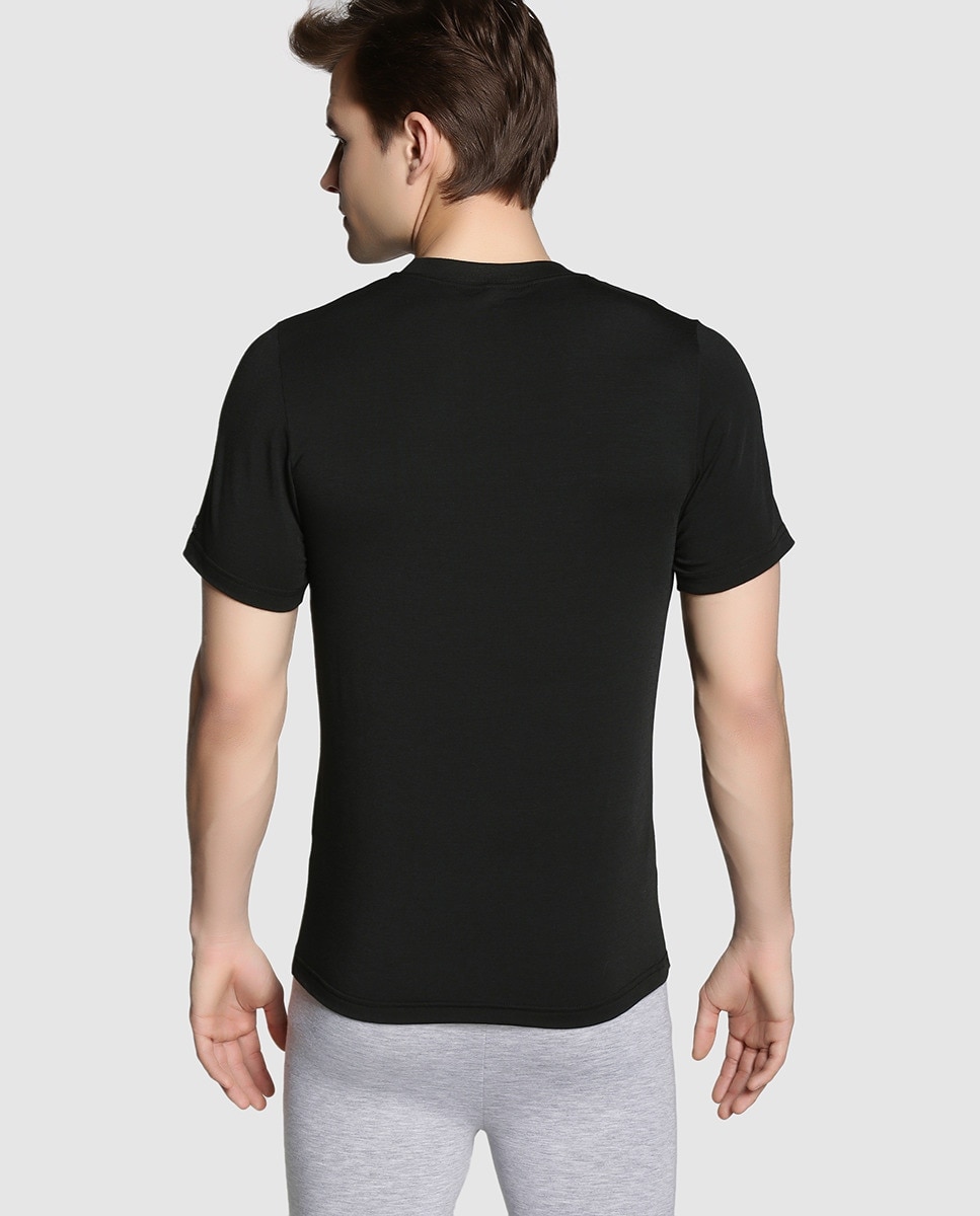 Camisola interior de homem Thermoimpetus preta de manga curta Preto-2