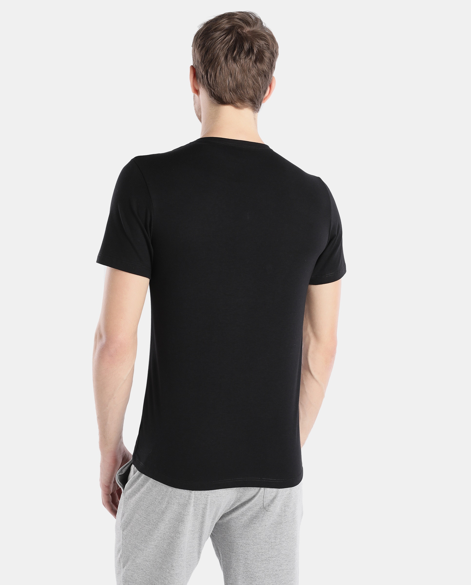Camisola interior de homem Thermoimpetus preta de manga curta Preto-2