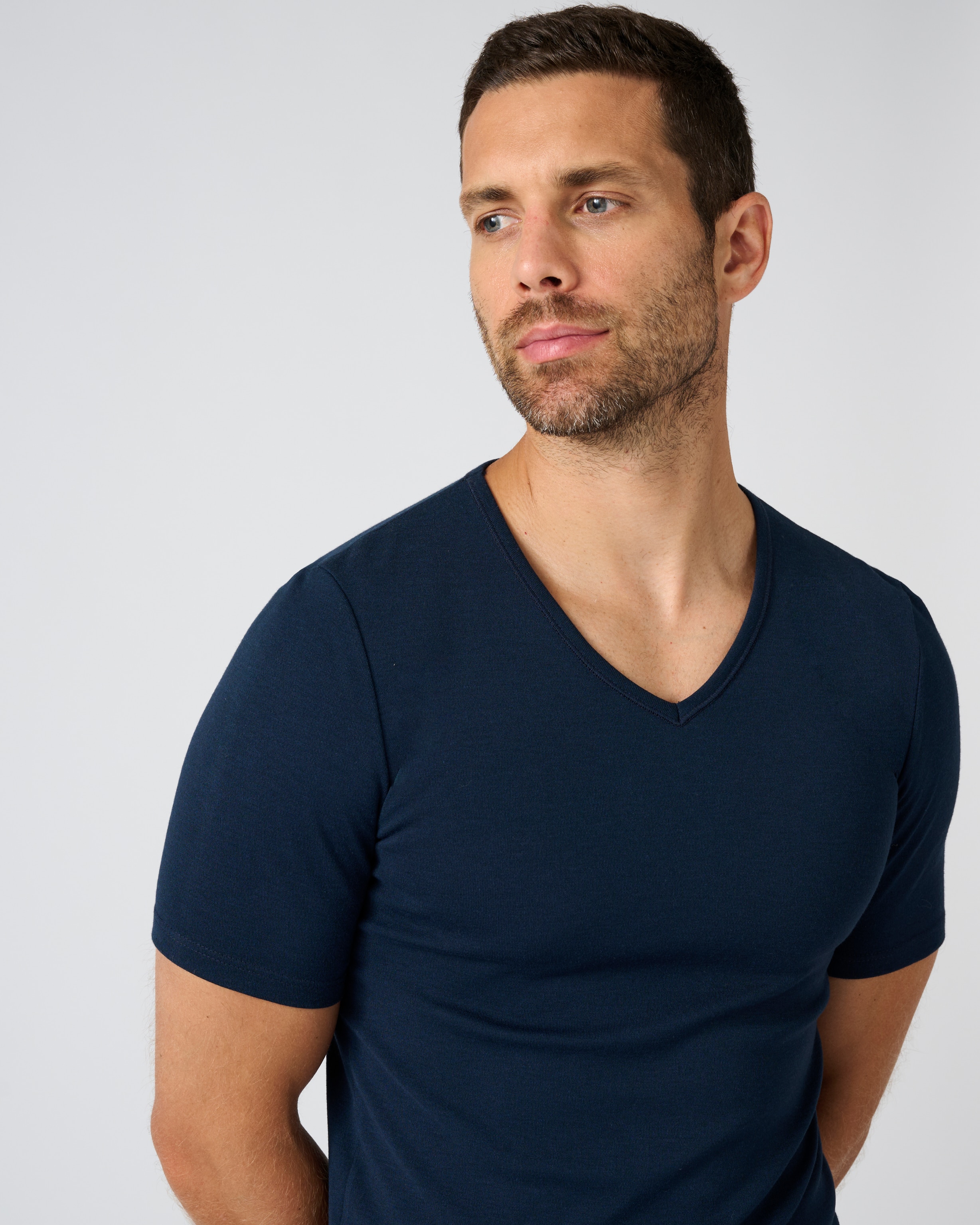 Camiseta de hombre térmica punto Thermolactyl clásico grado 3 manga corta y cuello pico - Damart - Azul marino Azul marino-3