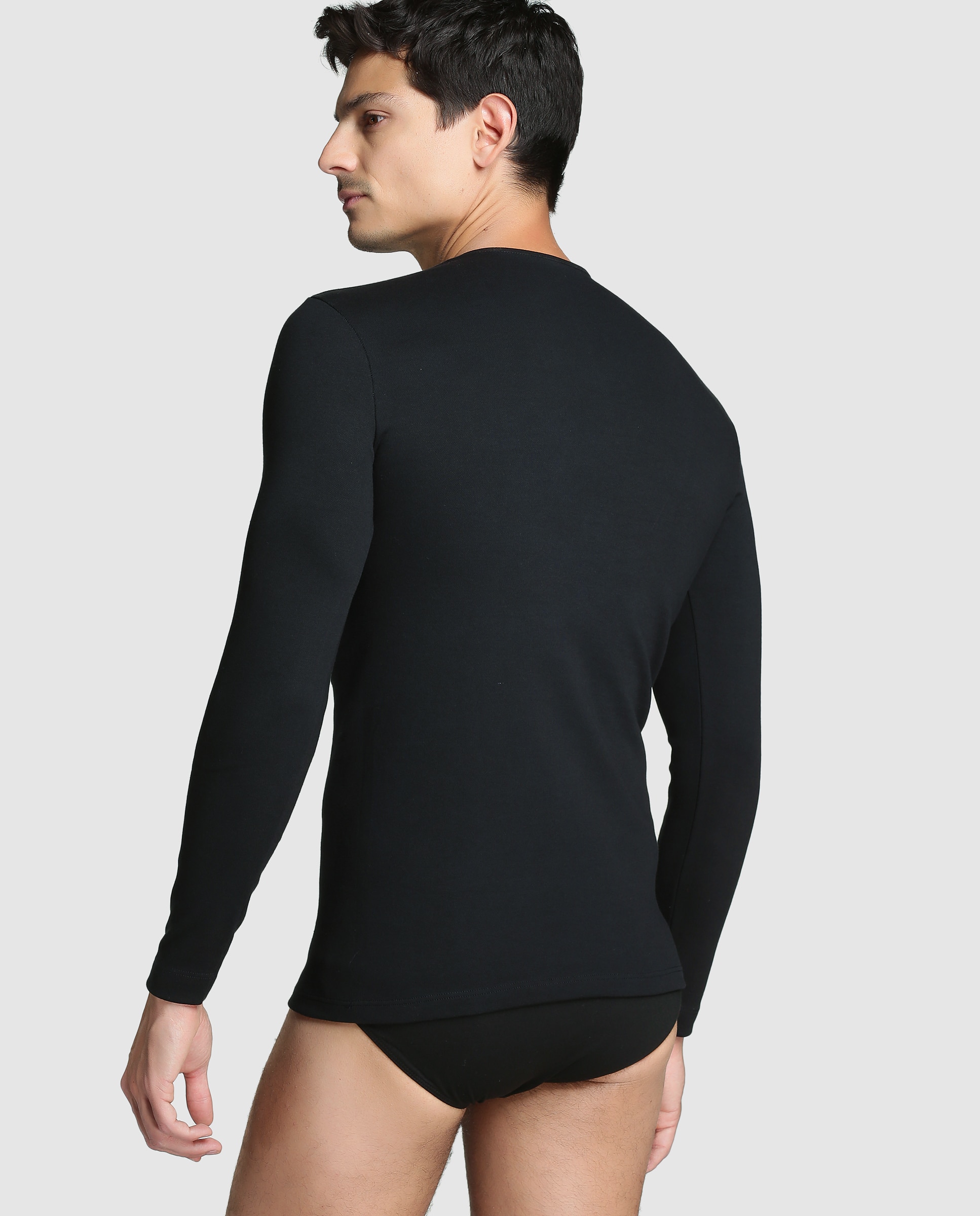 Camisola interior térmica de homem Ferrys preta de manga comprida Preto-2