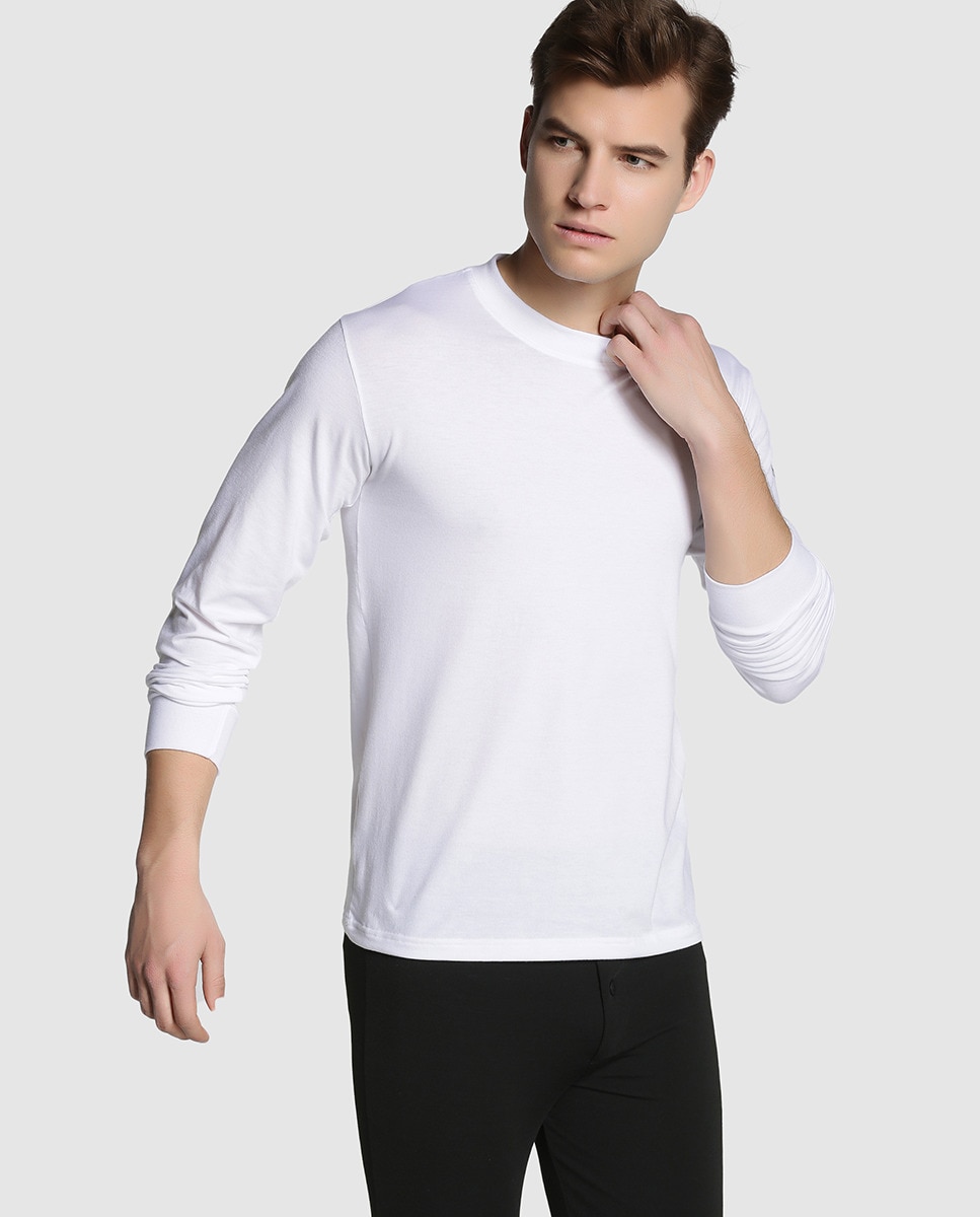 Camiseta interior de hombre Thermoimpetus negra de manga larga - Blanco Blanco-1