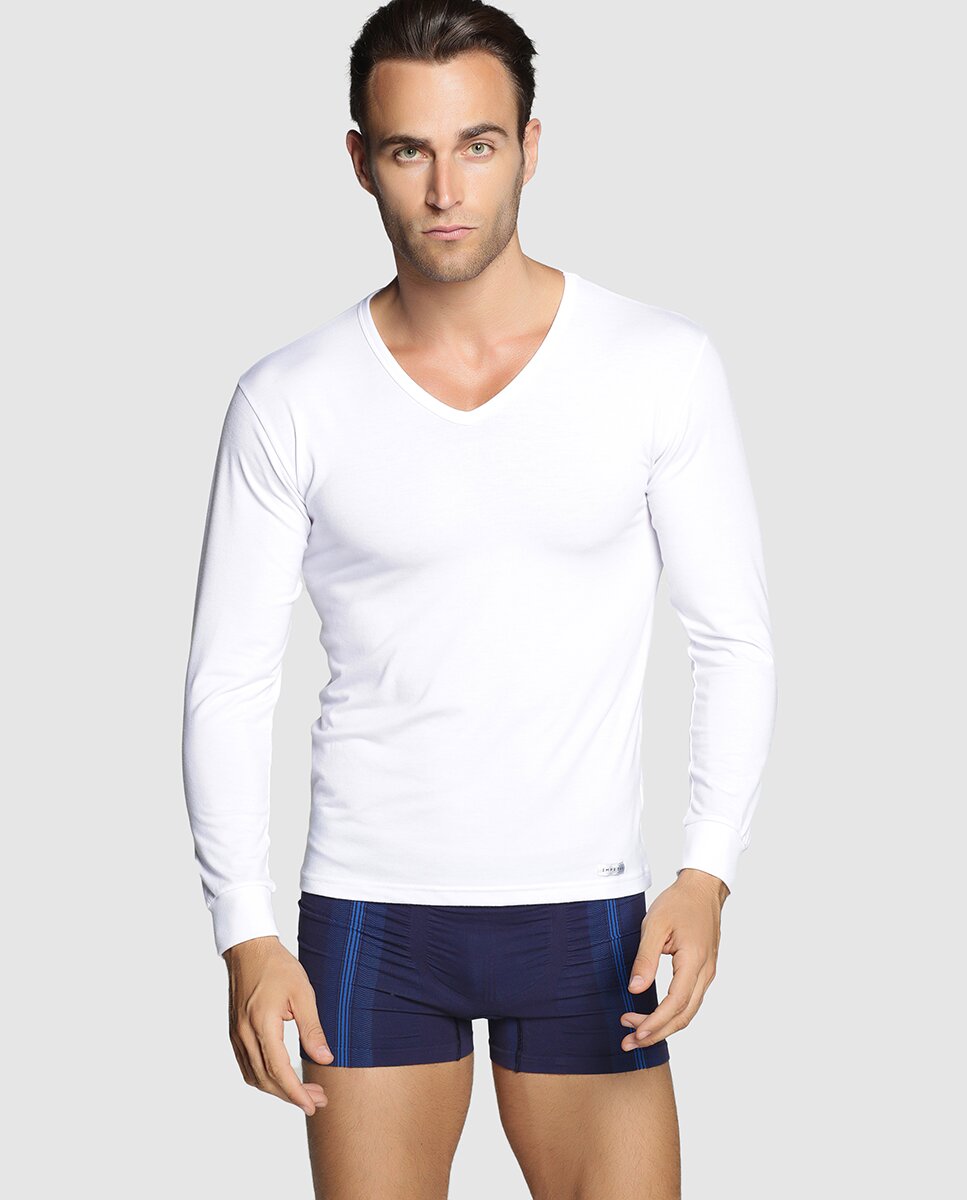 Camiseta interior de hombre negra de manga larga - Impetus - Blanco Blanco-1