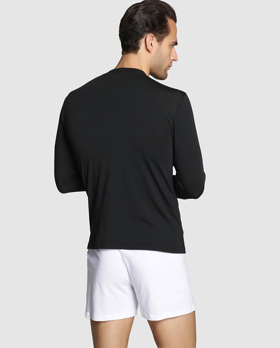 Camisola interior de homem Thermoimpetus preta com manga comprida Preto-2