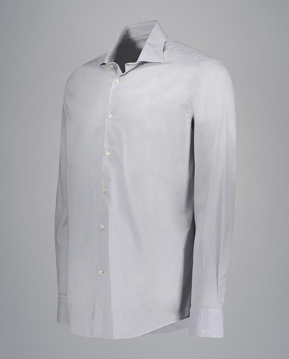 Camisa Lisa de Manga Comprida Azul-claro-3