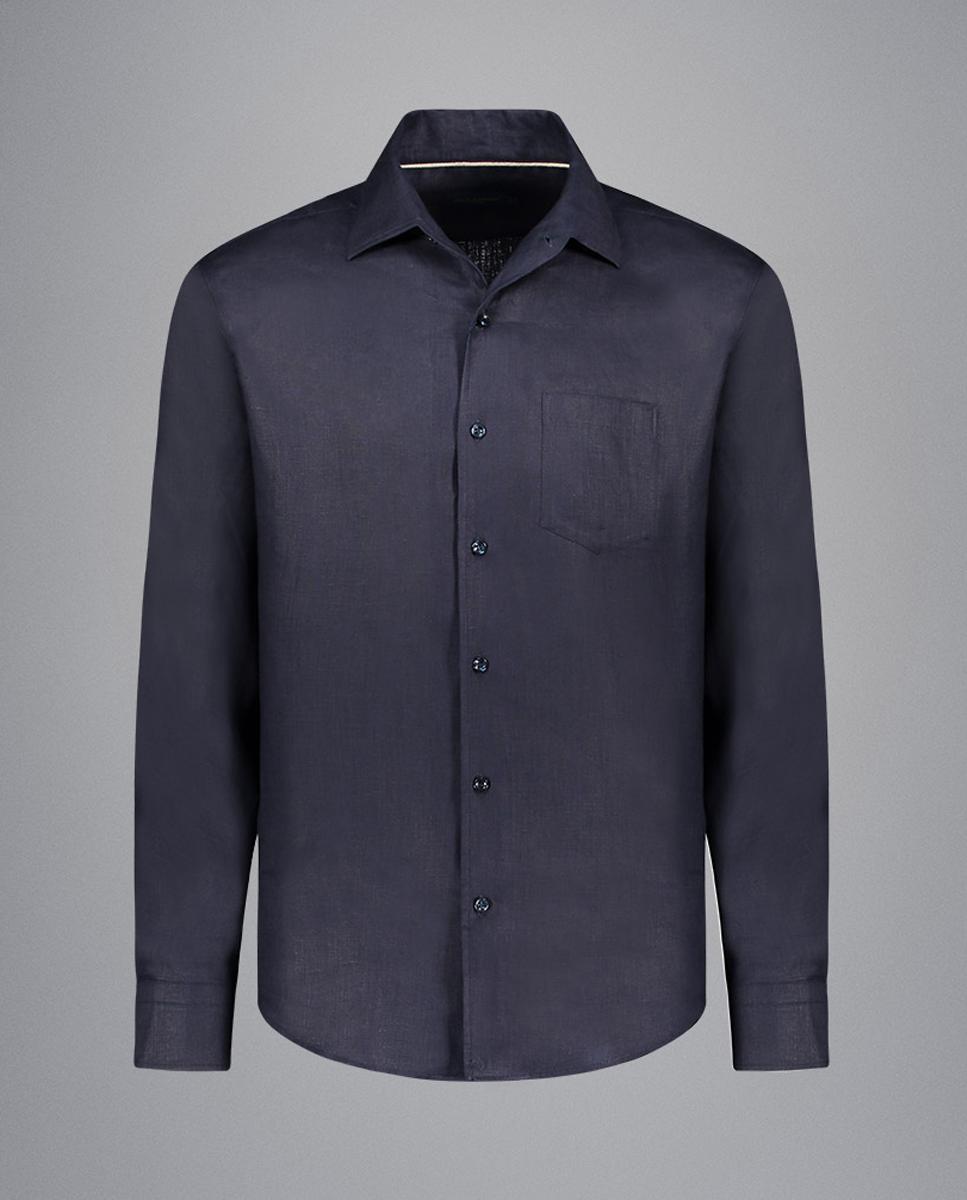 Camisa de Linho Soffio com Bolso Azul-marinho-5