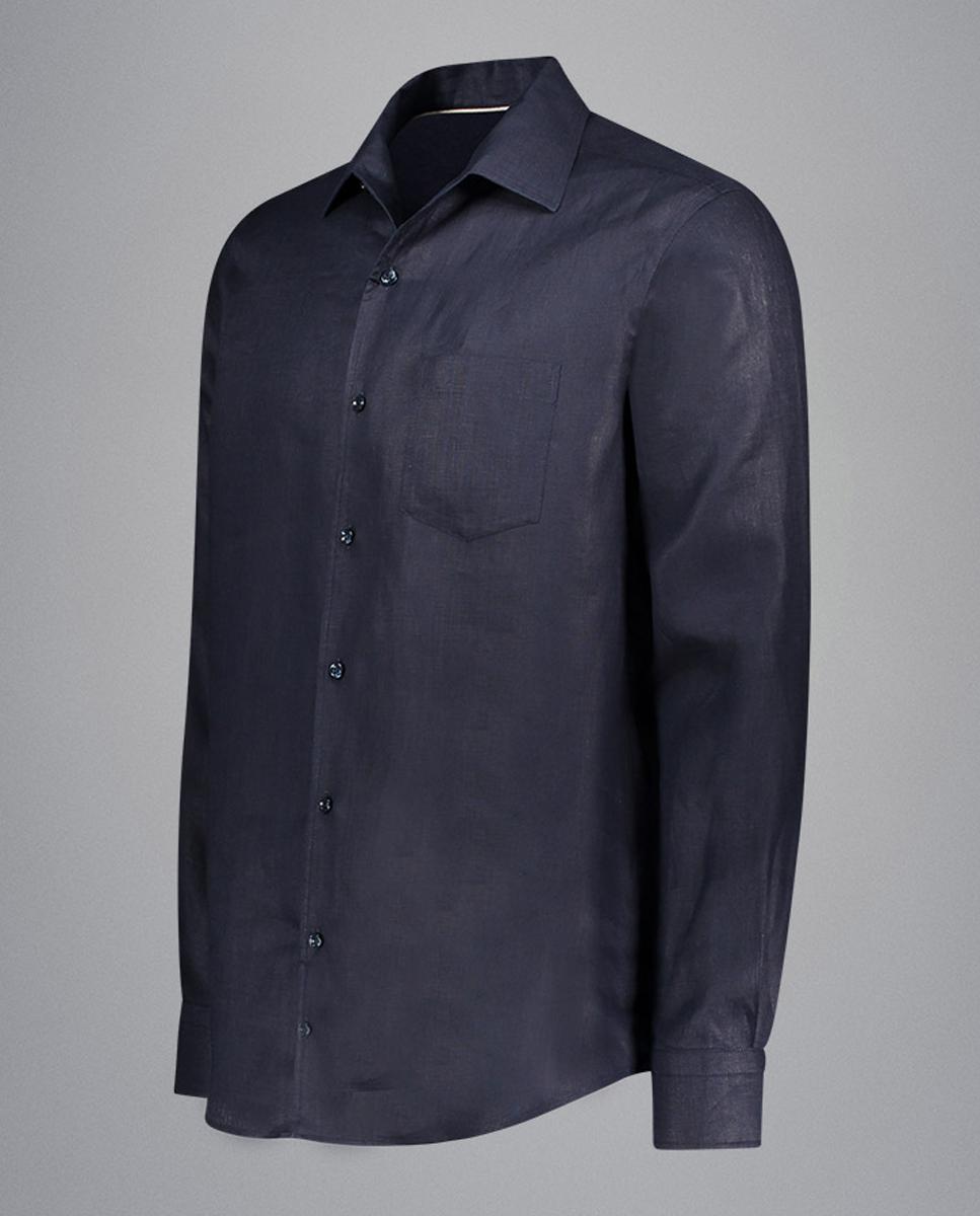 Camisa de Linho Soffio com Bolso Azul-marinho-7