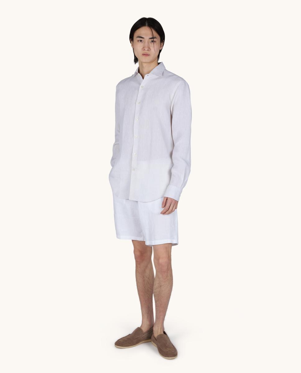 Camisa Lisa de Linho Soffio Bege-5