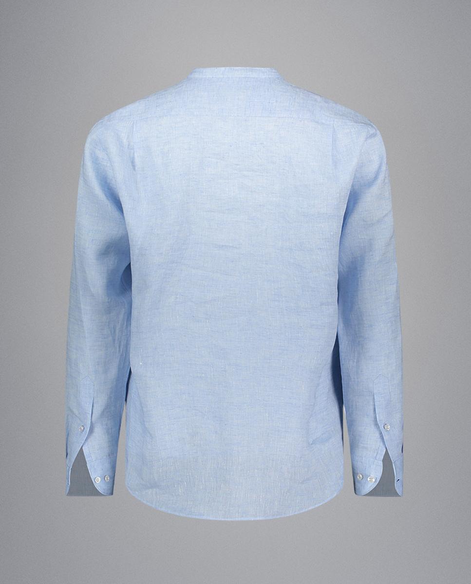 Camisa de Linho com Gola à Padre Azul-claro-5